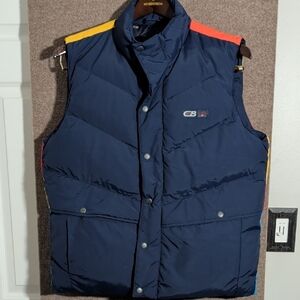 Faherty Blue Vest with Colorful Trim